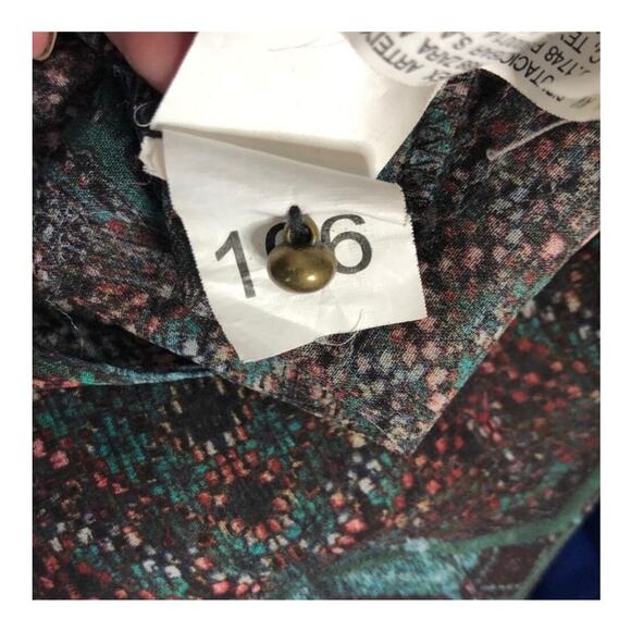 Zara Basic Boho Sheer Blouse Self-Tie Neck Multicolor Long Sleeve Small - Picture 10 of 15